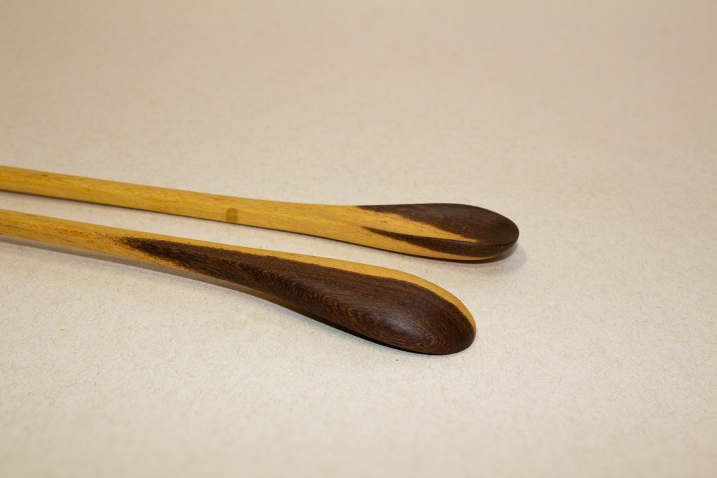 Juego de cucharas mezcladoras para bebidas de madera tropical