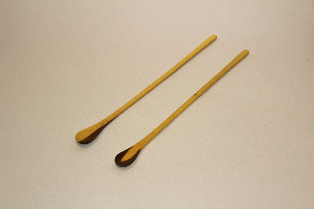 Juego de cucharas mezcladoras para bebidas de madera tropical