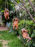 Juego de changos con gestos en columpios barro naranja