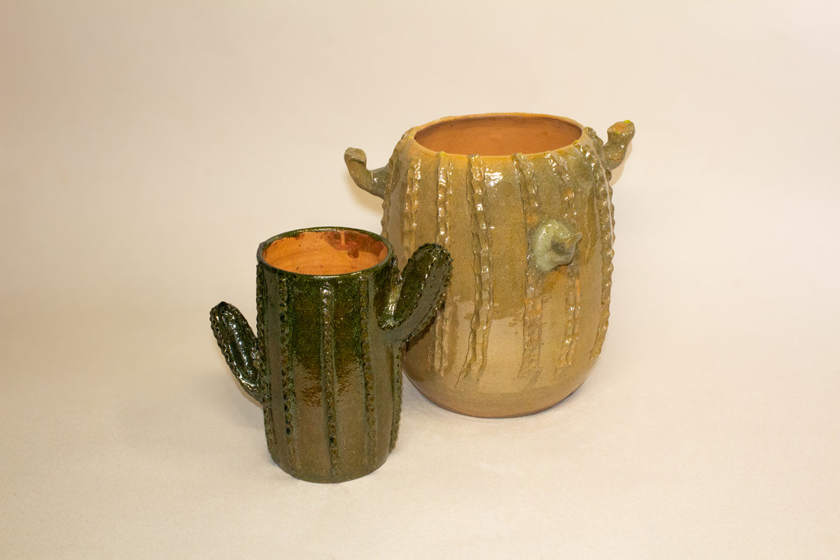 Maceta grande cactus esmaltado