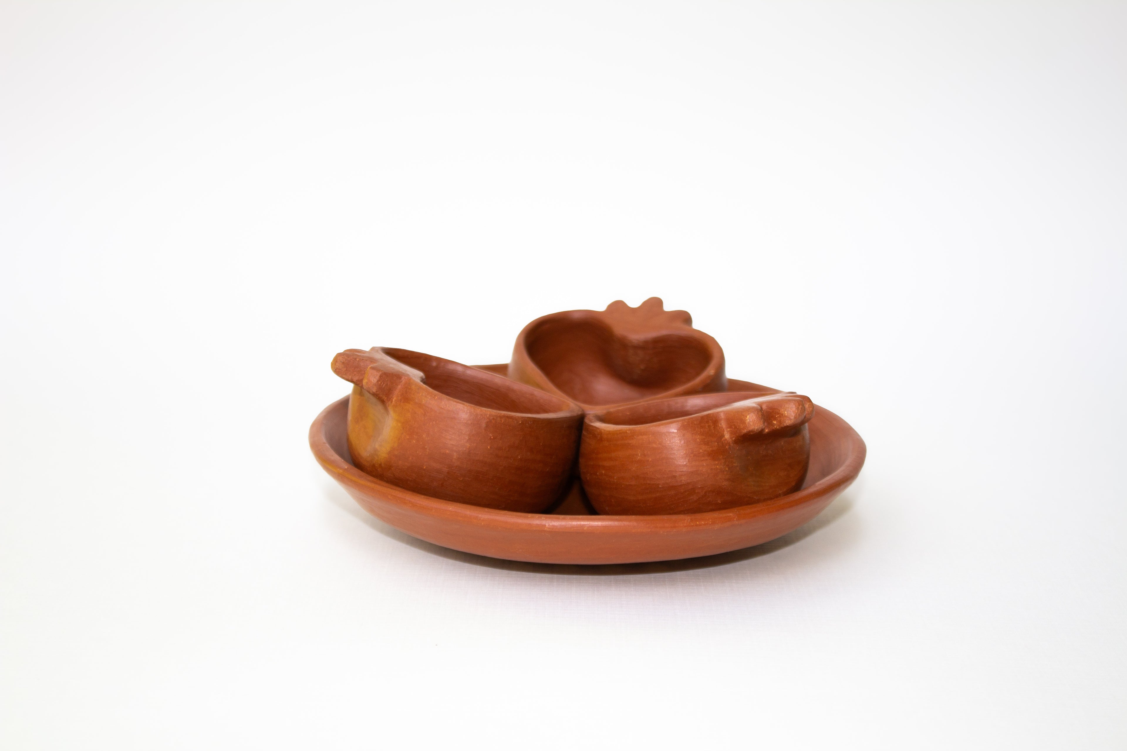 Juego de mezcaleros corazón de barro rojo