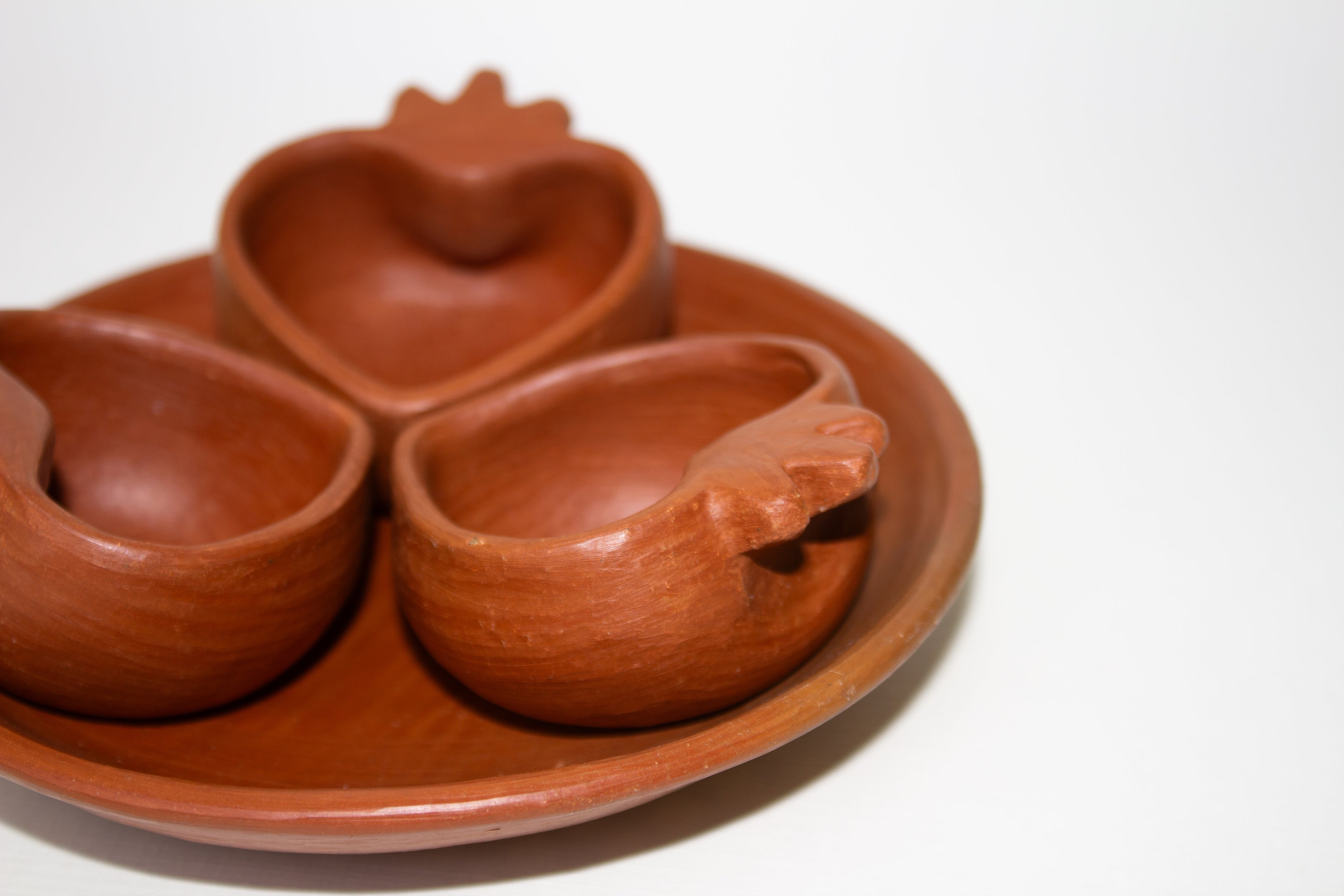Juego de mezcaleros corazón de barro rojo