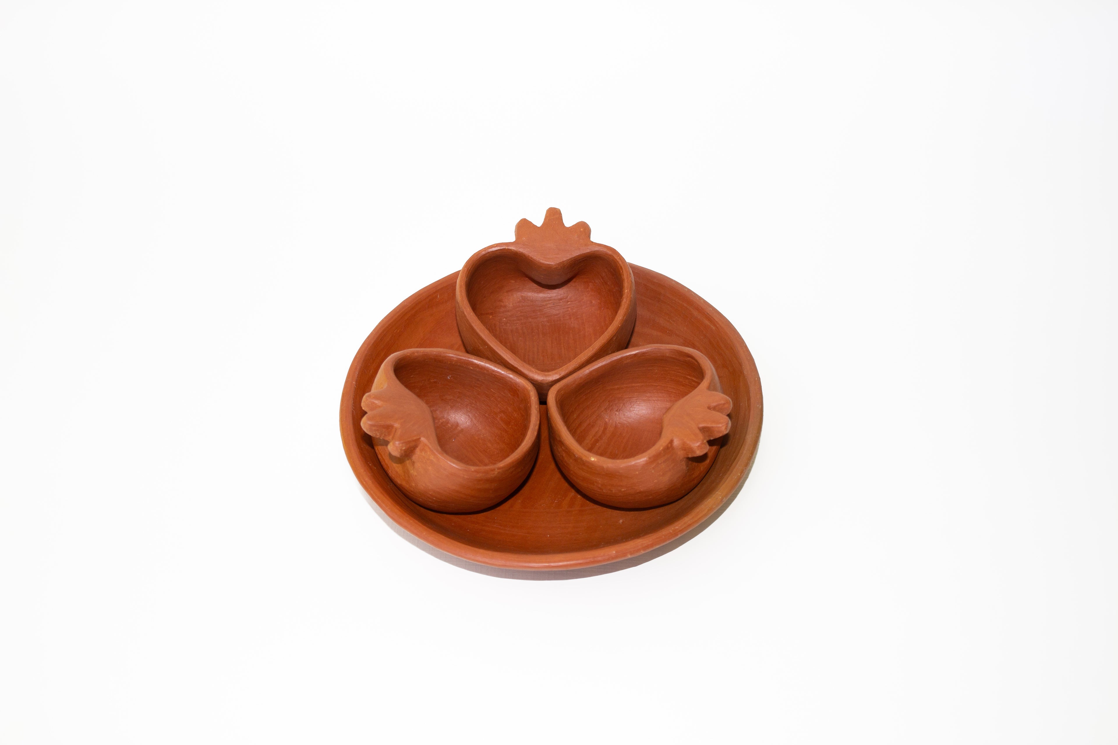 Juego de mezcaleros corazón de barro rojo