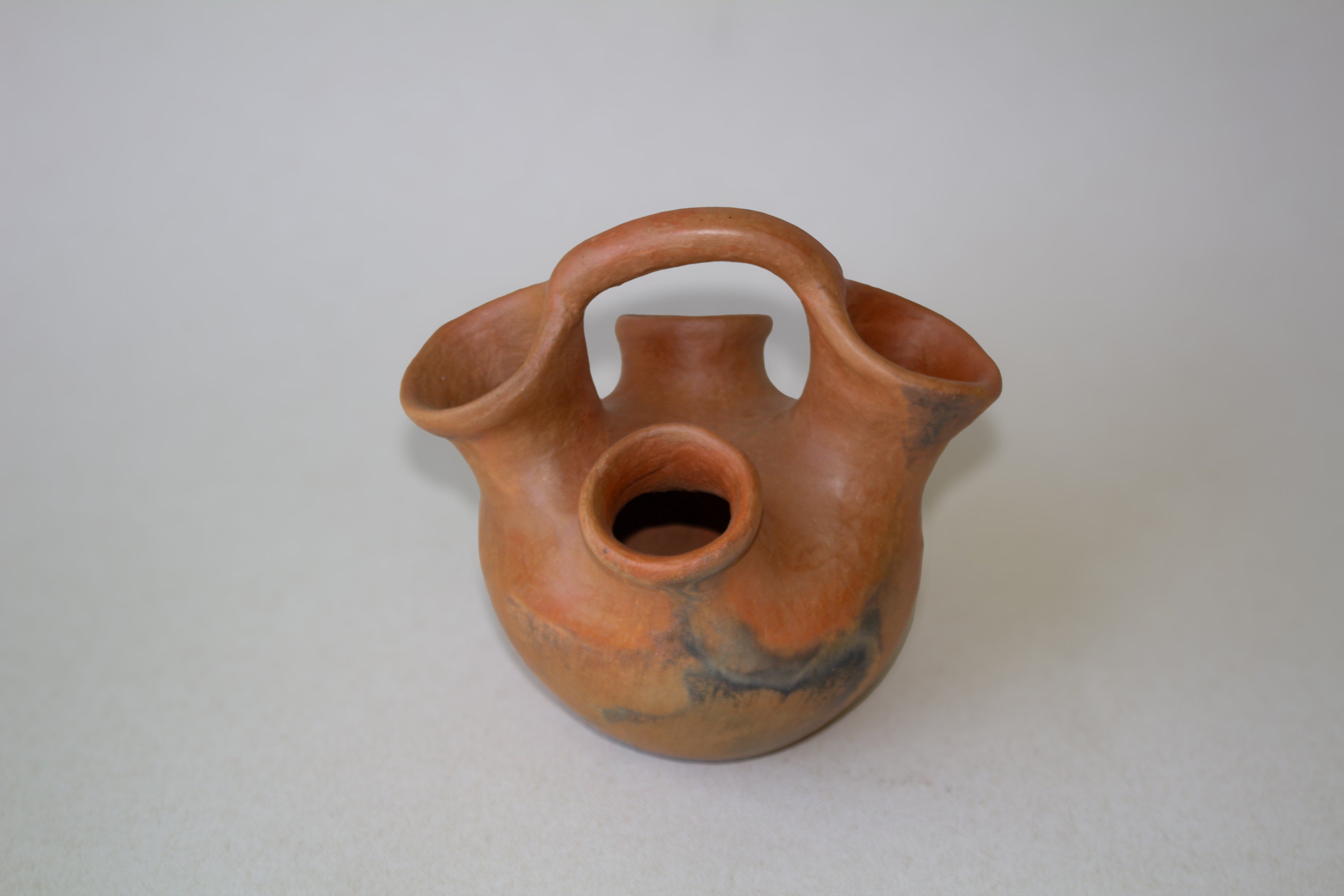 Jarrón cuatro bocas de barro naranja