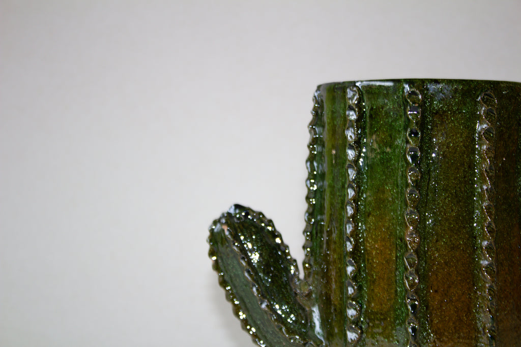 Maceta cactus de barro vidriado