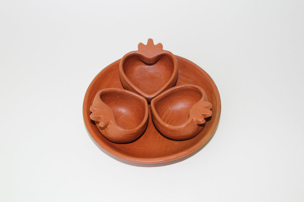 Juego de mezcaleros corazón de barro rojo